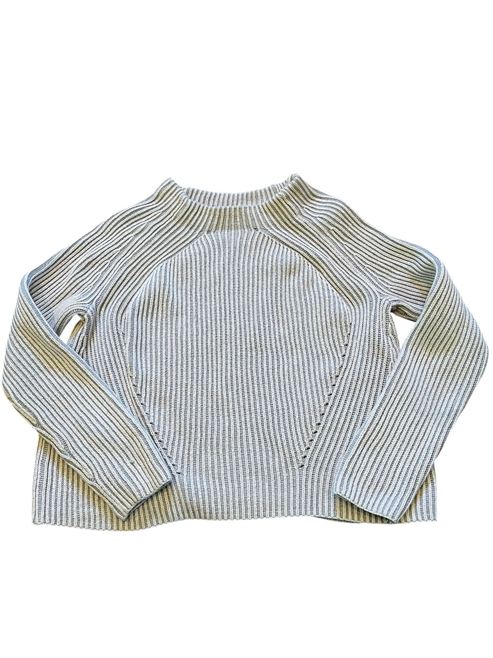 Athleta Chunky Knit Blue and White Ribbed Sweater Sz M